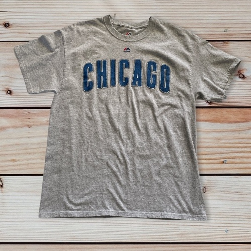 Majestic Chicago Cubs Grey #17 Bryant Graphic Unisex T-shirt Sz L